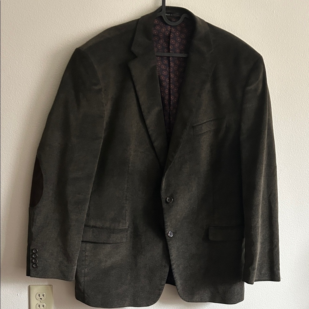 Excellent Chaps Grey Corduroy Elbow Patches Collegiate Academia Blazer.46L
